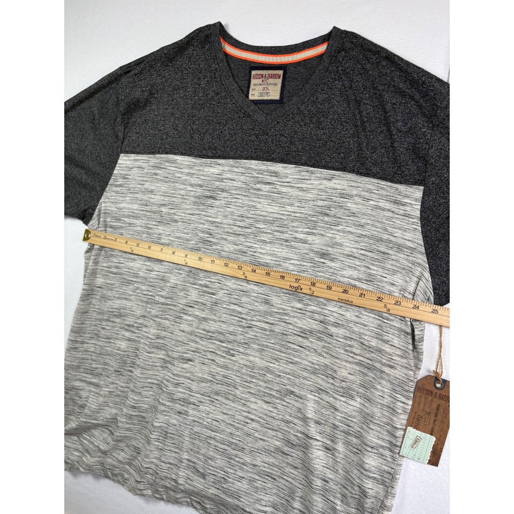 Hudson & Barrow Mens 3X Gray Space Dye Colorblock V-Neck T-Shirt NWT Big & Tall - Picture 7 of 7